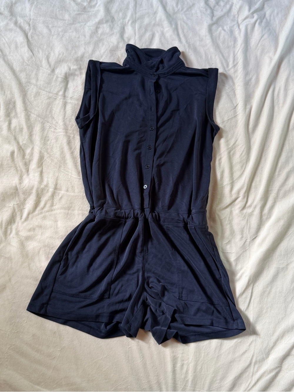 Lou & Grey Navy Sleeveless Button Romper